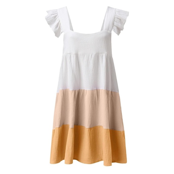 Amazon Fashion NWOT❗️Colorblock Tired Ruffle Dress - Picture 1 of 9